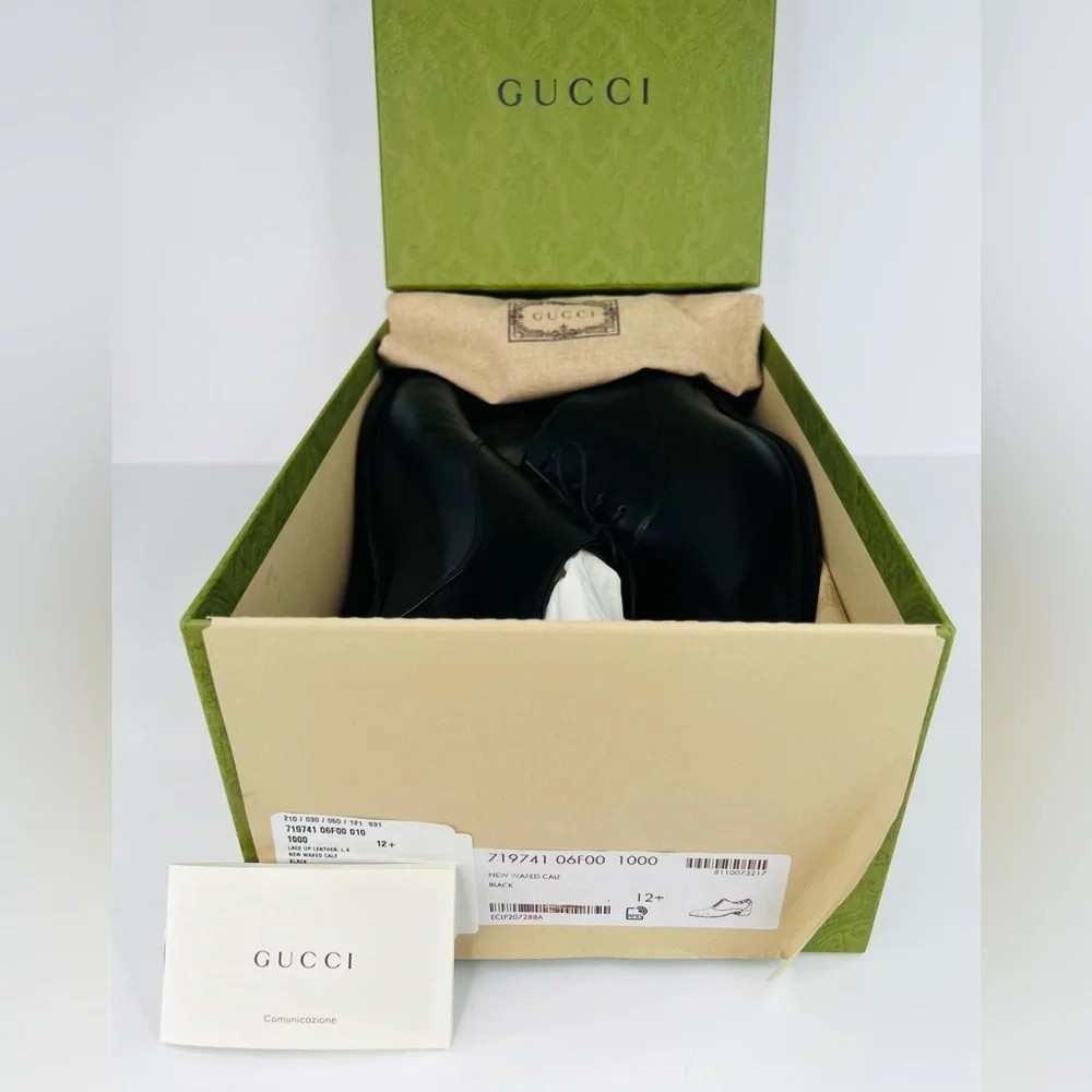 Gucci Adel Oxford Leather GG Logo Lace-up Loafers UK 12.5 - US 13 - EU 46.5 - Picture 2 of 11